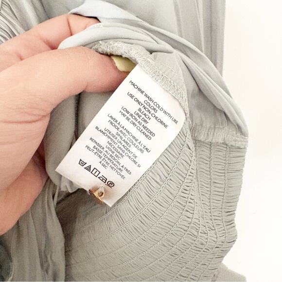 Anthropologie Blouson-Sleeve Blouse Button Back Open Back Style Blue Size M - Picture 5 of 11